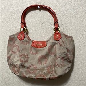 Coach Beige and Orange Patterned Women's Bag